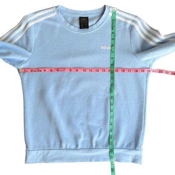 Adidas Womens Essentials 3-stripes Fleece Crew Sweatshirt Blue Medium EK5592 - Picture 7 of 7